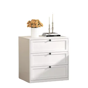 White 3 Drawer Metal Storage Cabinet Modern Steel Furniture Storage Cabinet Suitable for Living Rooms Bedrooms and Home Offices