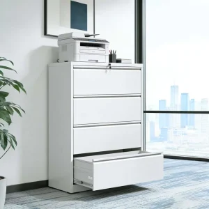 White 4 Drawer Lateral File Cabinet Locking Heavy Duty Metal Filing Cabinet for Home Office Letter Legal A4