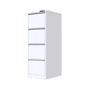 White 4 Drawer Steel Filing Cabinet with Password Lock Low Profile Metal Office Document Storage Cabinet