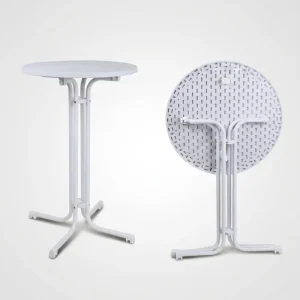 White 80cm 32” Round High HDPE Top Wedding Event Portable Plastic Folding Cocktail Bar Table
