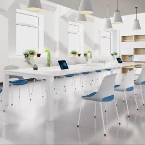 White Base Metal Stackable Swiel Coffee Chair Modern Mid Back Waiting Leisure Rolling Office Chair