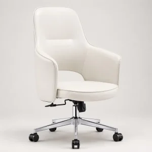 White Boss Comfortable PU Leather Luxury Modern Lift Chair Adjustable Height Swivel Office Chair