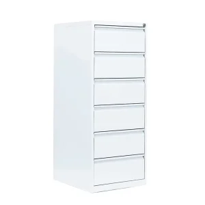 White Cabinet DIN A5 Transverse Hanging Filing Cabinet Double Track Lockable Hanging Filing Cabinet with 6 Drawers