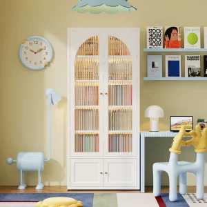 White Children’s Steel Bookcase Multi layer Metal Children’s Bookshelf Suitable for Small Spaces