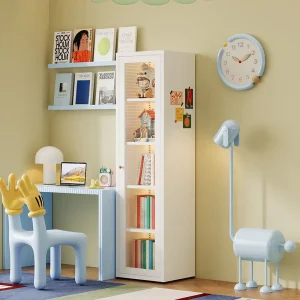White Children’s Steel Corner Bookshelf with Backboard Metal Bookcase Suitable for Home Study Use