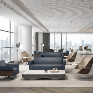 White Contemporary PU Leather Hotel Sofa Set for Commercial Use in Hotels and Projects