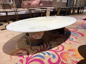 White Crystal Stone Coffee Table with Unique Shape Marble Coffee Table for Light Luxury Living Room and Home Use
