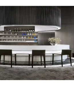 White Custom-made Artificial Stone Bar Counter for Commercial Use