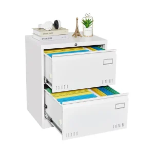White Filing Cabinets Office Steel Vertical File Cabinet 2 Drawer Metal Lateral File Cabinet with Lock