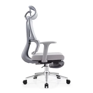White Frame Mesh Office Cashier Chair with Cushion and Footrest