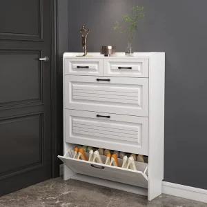 White Freestanding Narrow Hot Selling Modern Shoe Cabinet Wooden Shoe Rack Storage Shoe Cabinet