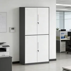 White Grey 4 Door Steel Office Cabinet with Key Lock Durable File Storage Solution for Office School Home Office Organization