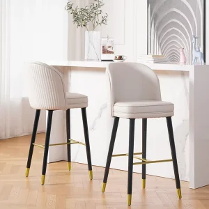 White Leather Bar Chair Light Luxury Home Soft Seat High Stool Modern Minimalist Backrest Bar Desk Chair