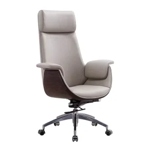 White Leather Chair Manager Adjustable Office Furniture Swivel Ergonomic Design Rolling Leather Chair Executive Office Chair