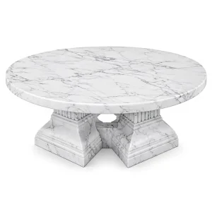 White Marble Round Coffee Table Pedestal Base Coffee End Table Modern Living Room Furniture