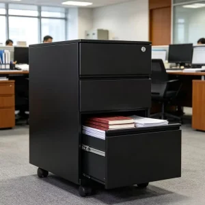 White Metal 3 Drawer Mobile File Cabinet Under Desk Steel Storage Pedestal for Modern Office Decor