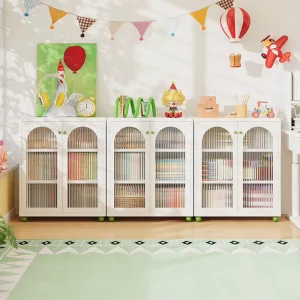 White Metal Bookshelf for Multifunctional Use in Kindergarten Classrooms