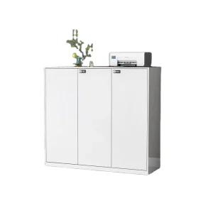 White Metal Steel Short Filing Cabinet Modern White Metal Low Profile File Cabinet Lockable Drawer Organizer for Workspace