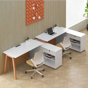 White Modern Desk Office Furniture Desk Table Workstation for 1/2 People