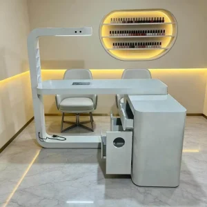 White Paint Nail Table Model Q3 Built in Nail Art Vacuum Cleaner with Light Storage Made in China