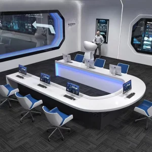 White Painted Square Modular Conference Table for Hotel Use Customized Command Center Desk Chairs Modern Design 16 Seater