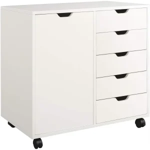 White Rolling File Cabinet Mobile Filing Cabinet 3 Drawer Lateral File Cabinet for Office