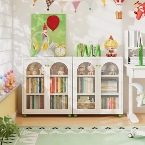 White Round Corner Metal Bookshelf Suitable for Children’s Learning Area