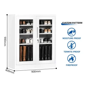 White Shoe Cabinet Custom Size Metal Shoe Cabinet for Modern Entryway Hallway KD Structure