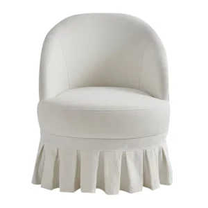 White Skirt Fabric Upholstered Solid Wood Slipcovered Leisure Chair for Home Living Room Sofa Villa Outdoor Hotel Dining Modern