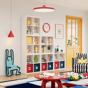 White Steel Bedroom TV Cabinet Living Room Floor Storage Cabinet Modular Metal Grid Cabinet