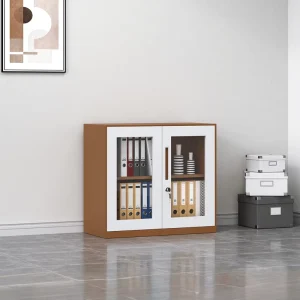 White Steel Cupboard 2 Doors Freestanding Metal Storage Cabinet with Adjustable Shelves for Home Office