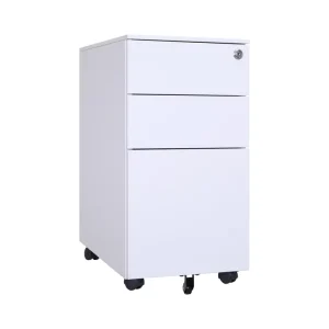 White Steel Under Desk File Storage Cabinet 3 Drawer Mobile File Cabinet