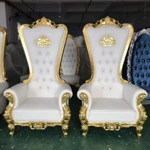 White Wedding Wooden Throne Chair King and Queen Throne Chairs Luxury