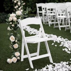 White Wood and Resin Folding Chairs Chair Wedding Decoration Hotel Dining Chair