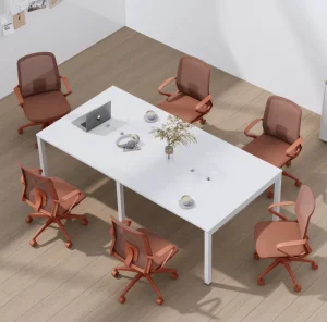 White Wooden Modern Conference Table Luxurious Rectangular Eco Friendly Durable Commercial Use