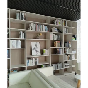 White and Wood Texture Combo Design Luxurious Bookcase