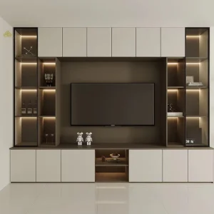Whole House Custom TV Stand & Wall Wardrobe Matched Set Free CAD for Villa Project Procurement