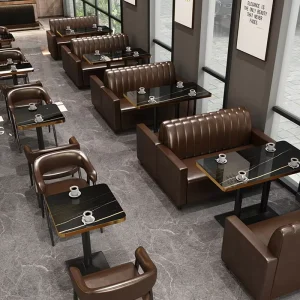 Wholehouse Contemporary Hotel Restaurant Bar Furniture Leather Sofa Booth Seating Dining Chair Wood Metal Table