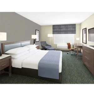 Wingate 5 Star Hotel Bedroom Set Modern Contemporary Design Solid Oak Wood Frame MDF Veneer 4 Year Warranty for Apartment Use