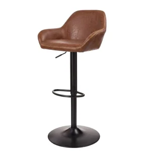 Wingback Bar Stool Zig Zag Stitching Matte Black Pedestal Ring Footrest Height Adjustable 360 Swivel Base for Kitchen Pub