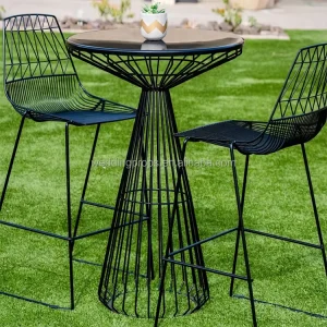 Wire Outdoor Bar Chair Metal High Chair Modern Metal Wire Chair Steel Wire Bar Table Stools for Sale