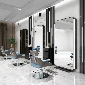 With Lighting Style Modern Installation Simple LED Wall Hotel Hairdressing European Barber Shop Mirror