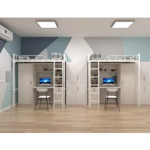 With Wardrobe Bed Adult Modern Design School Furniture Dormitory Metal Bunk Bed