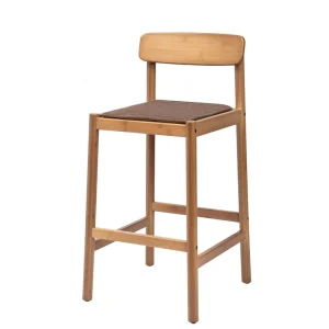 Wood Bar Chair Hotel Bar Stool Kitchen Counter High Barstool Nordic Bamboo Modern Commercial Furniture Restaurant