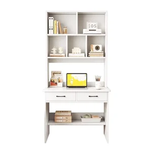 Wood Based Board Computer Desk Small Apartment Desk Bookshelf Integrated Office Desk