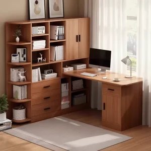 Wood Computer Study Office Desk MDF Modern Style Adjustable Eco Friendly Space Saving Durable Foldable Assembled