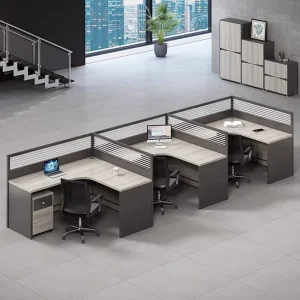 Wood Contemporary Office Cubicle Workstation Partition Desk Durable Eco Friendly Modular Design