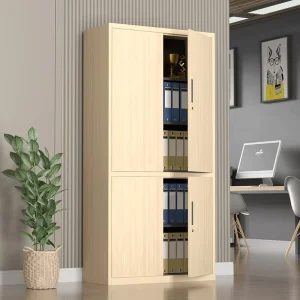 Wood Grain Filing Cabinet Office School Insect and Moisture Resistant Steel Storage Cabinet Four Doors and Five Floors