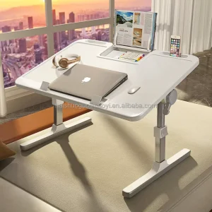 Wood MDF Portable Adjustable Height Riser Bed Desk Laptop Table Lazy Table Bay Window Folding Small Panel Type Retractable