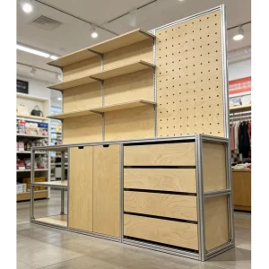 Wood Marine Panel Shelf Display Cabinet Multi layer Perforated Panel Display Stand Storage Rack Movable Multifunctional Height